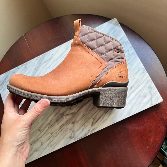 EUC Merrell Chateau Mid Bootie Oak Brown Women’s 10 Pull on Zip - Picture 5 of 6